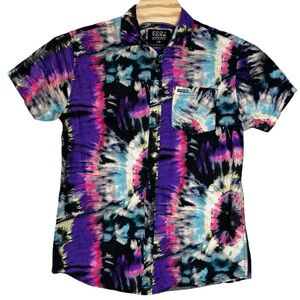 Zoo York Men’s size large‎ shirt tie dye button front colorful skater